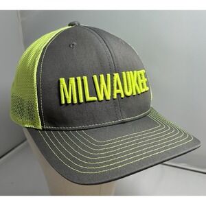 Milwaukee Trucker Hat Charcoal Neon Yellow Snapback Cap Mens Hi Vis